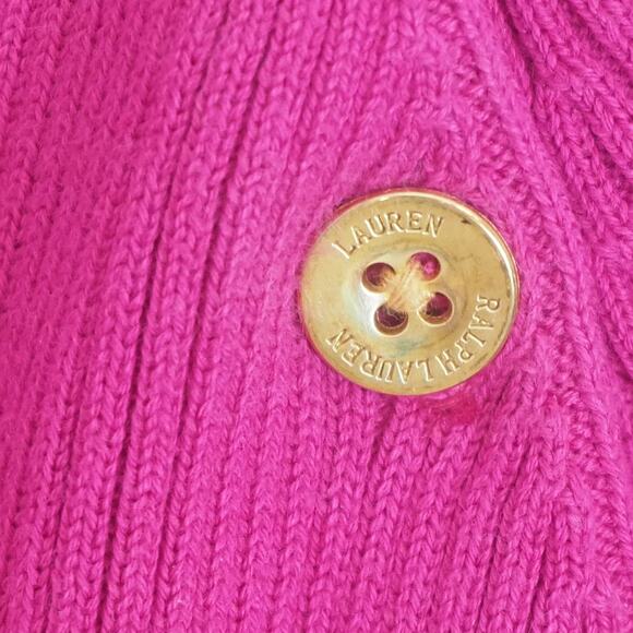 Lauren Ralph Lauren Cotton Sweater Women's 2X Pink Knit Boatneck Gold Buttons - Picture 4 of 10